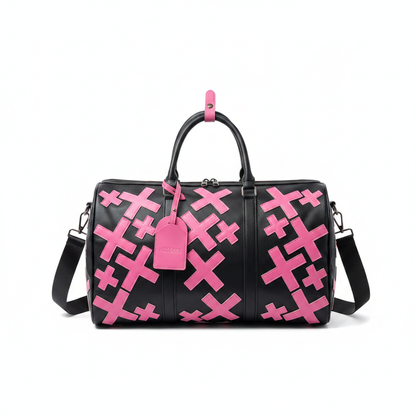 Sac de sport voyage cuir PU – variante Rose fond blanc